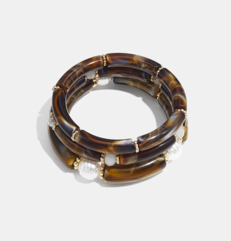 Marbelune Marbled Bangle Set – Tortoiseshell Brown