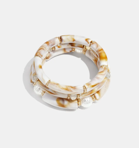 Marbelune Marbled Bangle Set – Beige