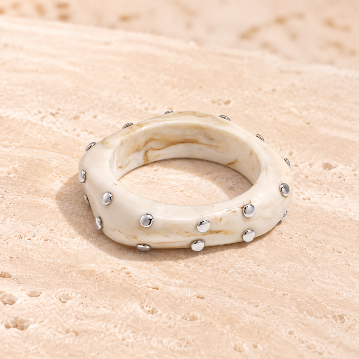 Marbelune Amber Beige Resin Bangle